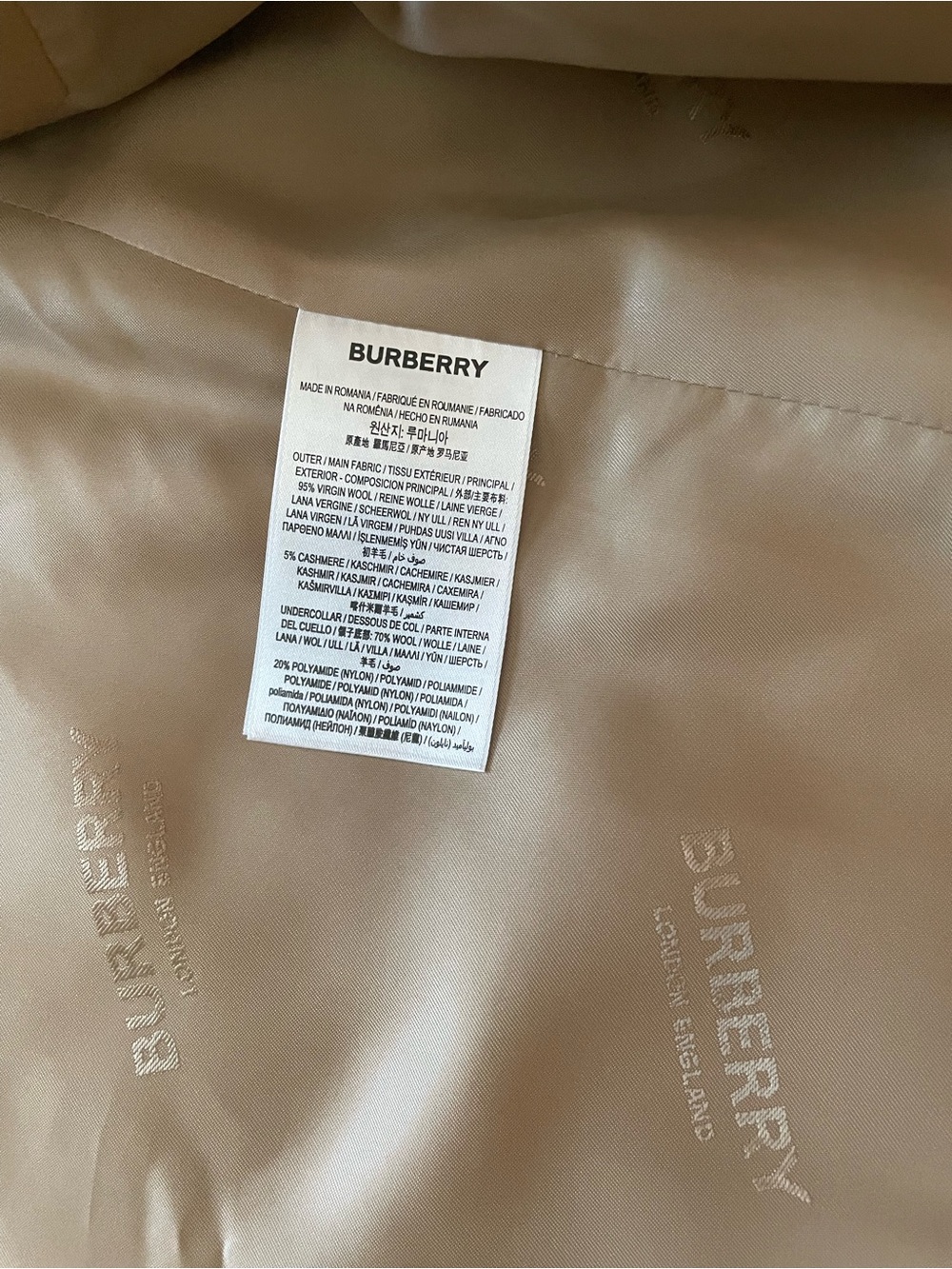 Burberry Men's Camel Single-Breasted Wool Overcoat - Picture 3 of 7